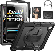 Case for Ipad Pro 13 Inch M5 2025 / M4 2024, Heavy Duty Shockproof Protective Ca