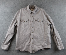 Wrangler Western Shirt Mens Large Gray Pearl Snap Stretch Denim Rodeo Cowboy