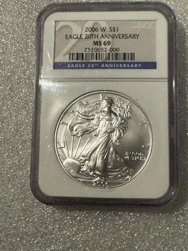 2006-W NGC MS69 American Silver Eagle 20th Anniversary From Silver Dollar Set