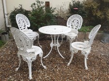 Vintage Cast Aluminium Table & 4 Chairs Garden Patio Garden Etc