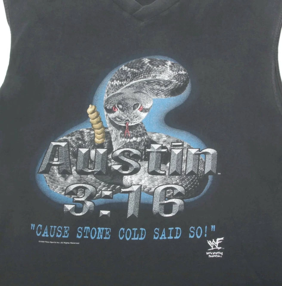 Винтажная футболка 90-х WWF Stone Cold Steve Austin Said So Rattlesnake 3:16 XL 109 - Изображение 2 из 4