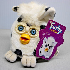 1999 Furby Buddies "Good Light" White With Black Spots Tiger Electronics