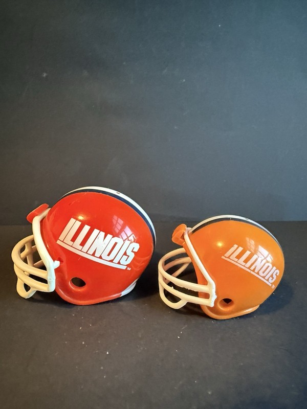 VINTAGE Illinois Fighting Illini Mini Football Helmets, Lot of 2