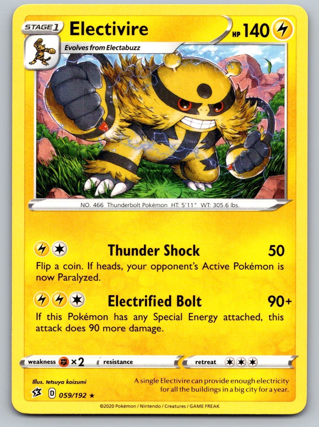 Electivire 059/192 SWSH02: Rebel Clash Rare Pokemon Card