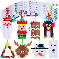 Winlyn 32 Sets Christmas Craft Kits Winter Crafts DIY Popsicle Stick Ornaments