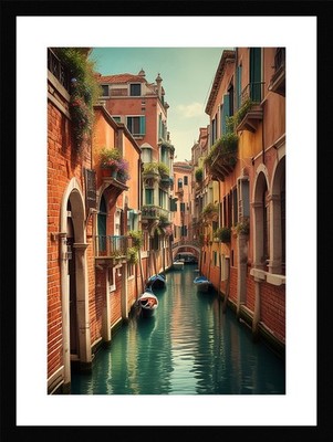 Intime Venedig Kanäle gerahmtes Wandbild Poster Leinwanddruck Bild