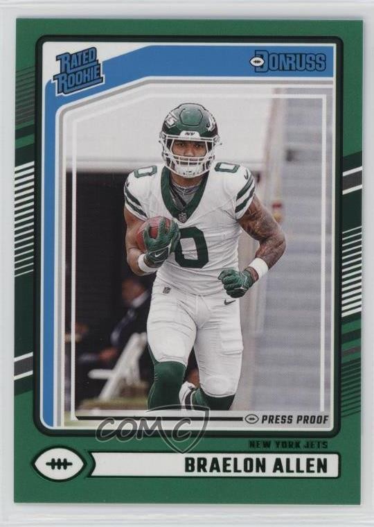 2024 Panini Donruss Rated Green Press Proof Braelon Allen #306 Rookie RC 1o8k