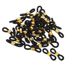 40pcs Eyeglass Chain Connector Silicone Strap Holder Chain End Loop Black Gold