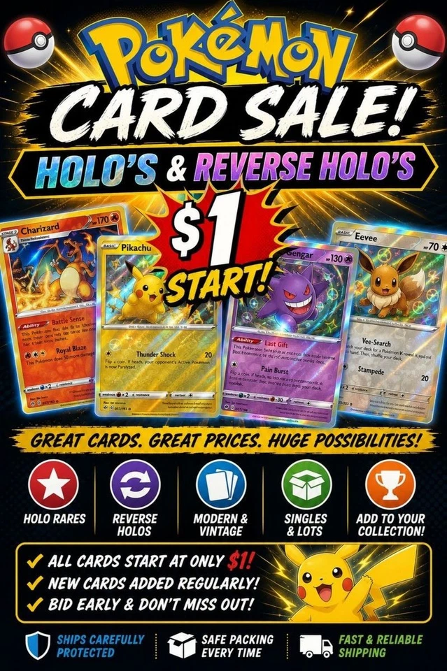 POKEMON POP-UP HOLOS & REVERSE HOLOS 2 FOR $1  START = 8/27