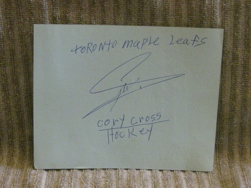 Cory Cross / Mikael Renberg (Maple Leafs) autos 6" x 4.25" paper NHL rare!! - Picture 1 of 2
