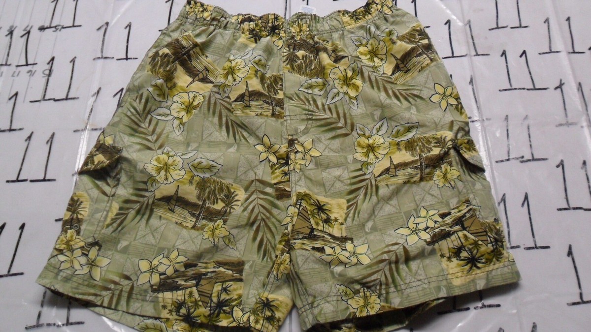 Size 32/34 Sand N Sun Hawaiian Floral Hibiscus Print Swim Surf