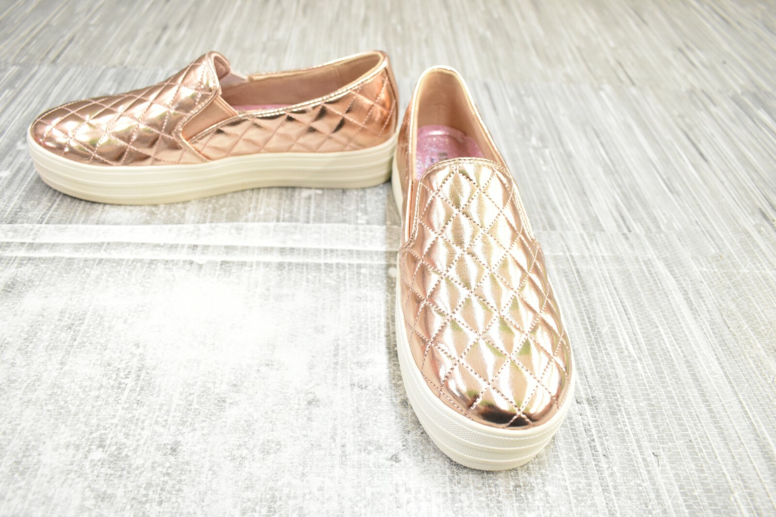 skechers rose gold slip on