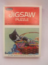 2 Vtg 1967 Jigsaw Puzzle By Western Publishing Co. Kitten 24 Pieces Plastic Case