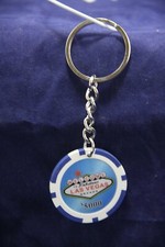 New Welcome to Fabulous Las Vegas Blue 5000 Poker Chip Key Ring Keychain - G2