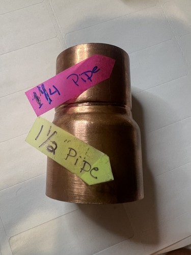 Canada 1 1/2” x 1 1/4” Copper Reducer C X C Sweat Pressure Fitting - Picture 4 of 5