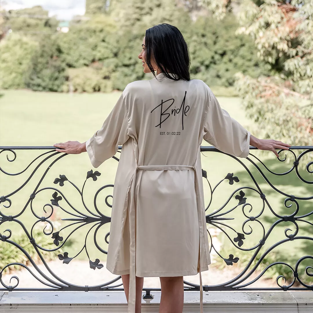 PERSONALISE Your Satin Robe With Any Design Text Custom Printed Dressing Gowns