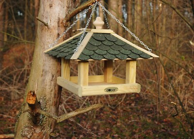 Vogelhaus hängend Futterstation mit Futtertablet Vogelfutterhaus Bitumendach