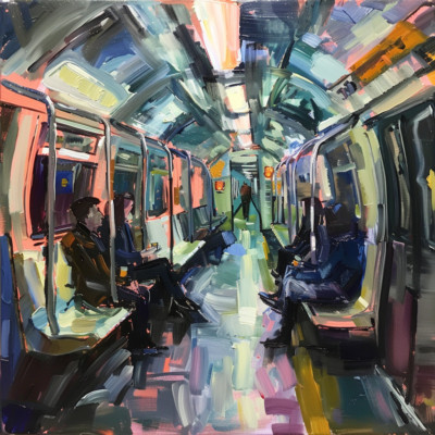 London Underground Ölgemälde Luxus Leinwand Wandbild Bild Druck bunt