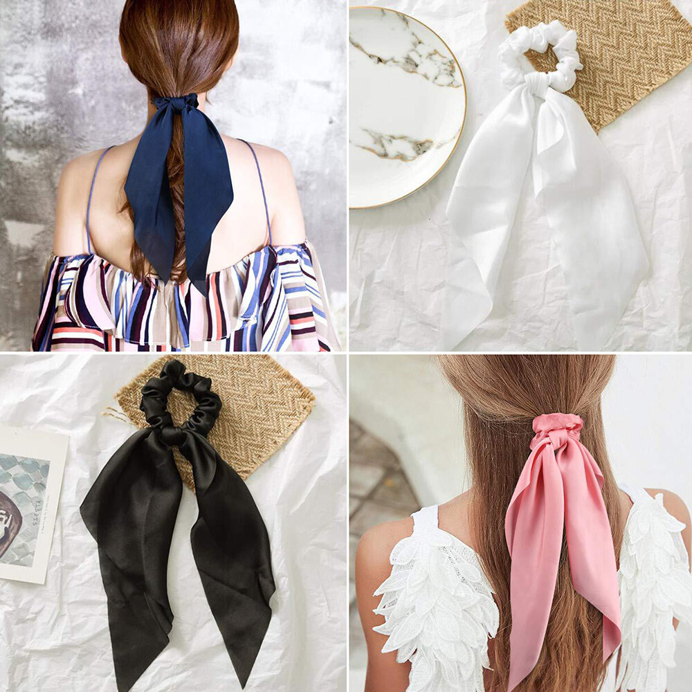 10 Satin-Chiffon Haargummis Mit Langem Band – Vielseitige Schleifen Für Frauen & Mädchen