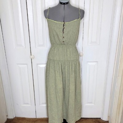 Urban Outfitters Ella Dress Linen XL Midi Drop Waist Cottagecore Boho Green | eBay Urban Outfitters Ella Dress Linen XL Midi Drop Waist Cottagecore Boho Green | eBay