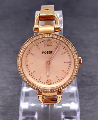 Fossil Damenuhr mit Zirkonia Steinen, ATM, Edelstahl, Quarz mit