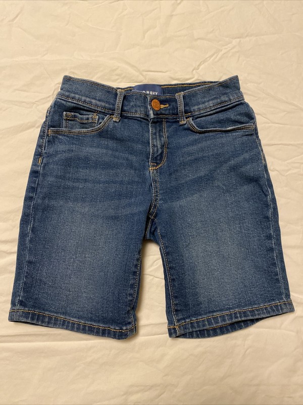 Old Navy Girls Blue Jean Denim Stretch Shorts  Adjustable Waist Size 8