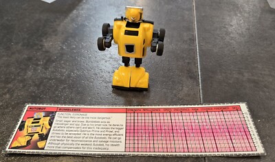 1984 G1 TRANSFORMERS YELLOW VW BUMBLEBEE w SPEC CARD AUTOBOT Minibot Takara Nice