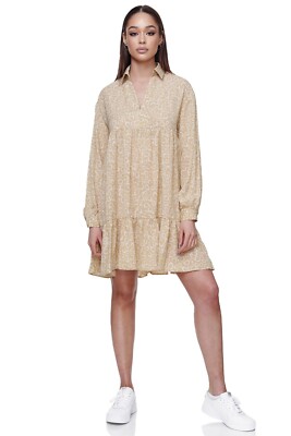 Womens Ladies Summer Mini Dress V Neck Casual Beach Ruffle Leopard Print 09-2