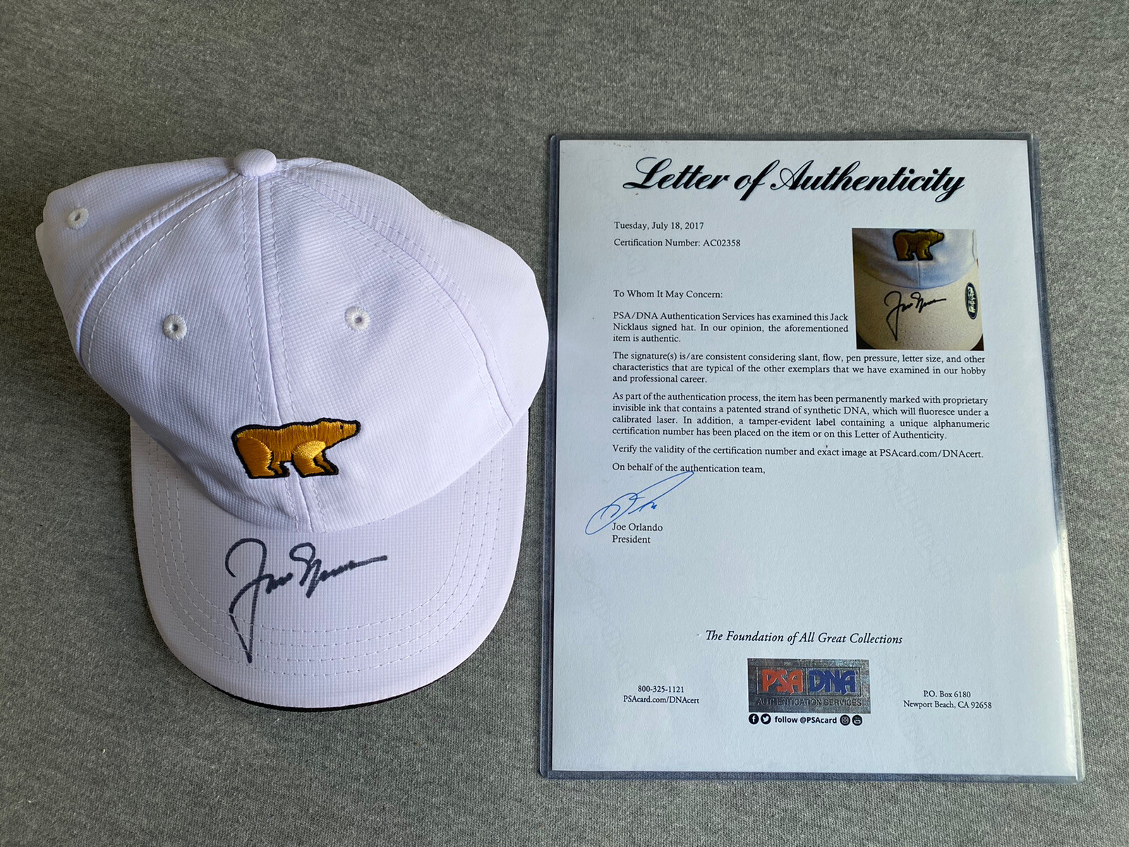 JACK NICKLAUS AUTOGRAPH OFFICIAL THE GOLDEN BEAR LOGO HAT PSA/DNA LOA AC02358
