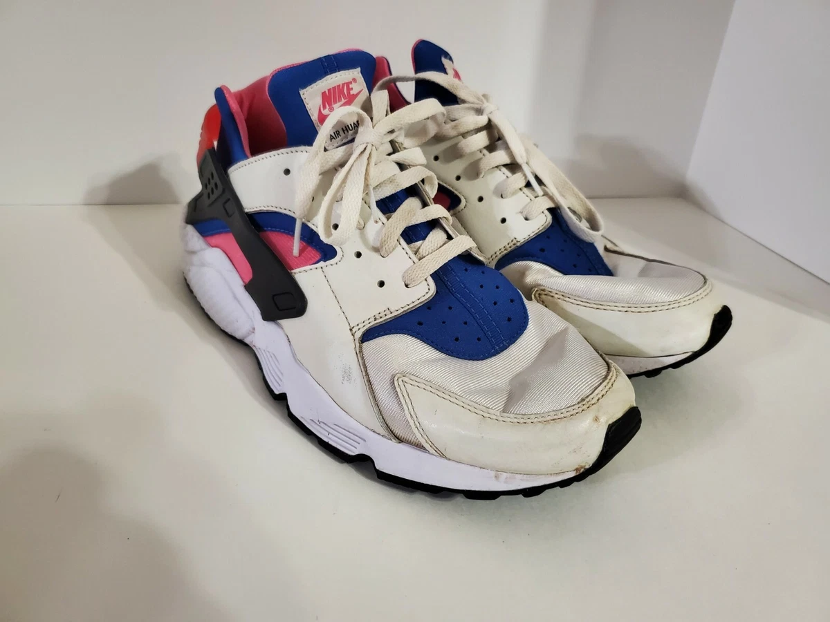 Nike Men s Air Huarache Running Athletic White Blue Pink Size 14 AH8049 100 Shoe