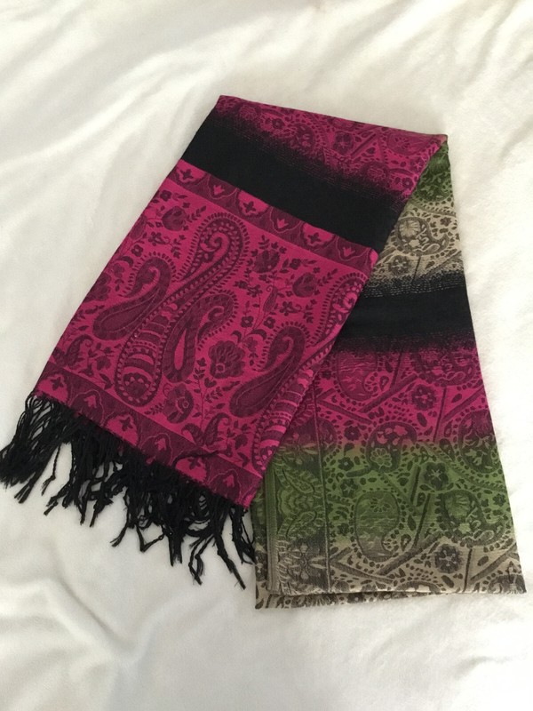 Paisley Pashmina Shawl/Scarf with Fringe (43" width x 87" length)