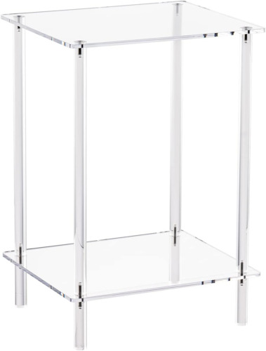Small Acrylic Side Table - 13.4´´ L X 11.5´´ W X 19.6´´ H Clear Nightstand - 2 T