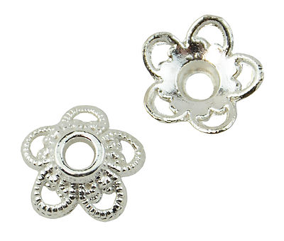 20 Runde 5 Blütenblätter Blume Perlenkappen 11 mm Hell Silber Schmuck Teile 37887-179