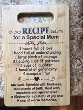 Recipe For a Special Mom wood cutting board NWOT