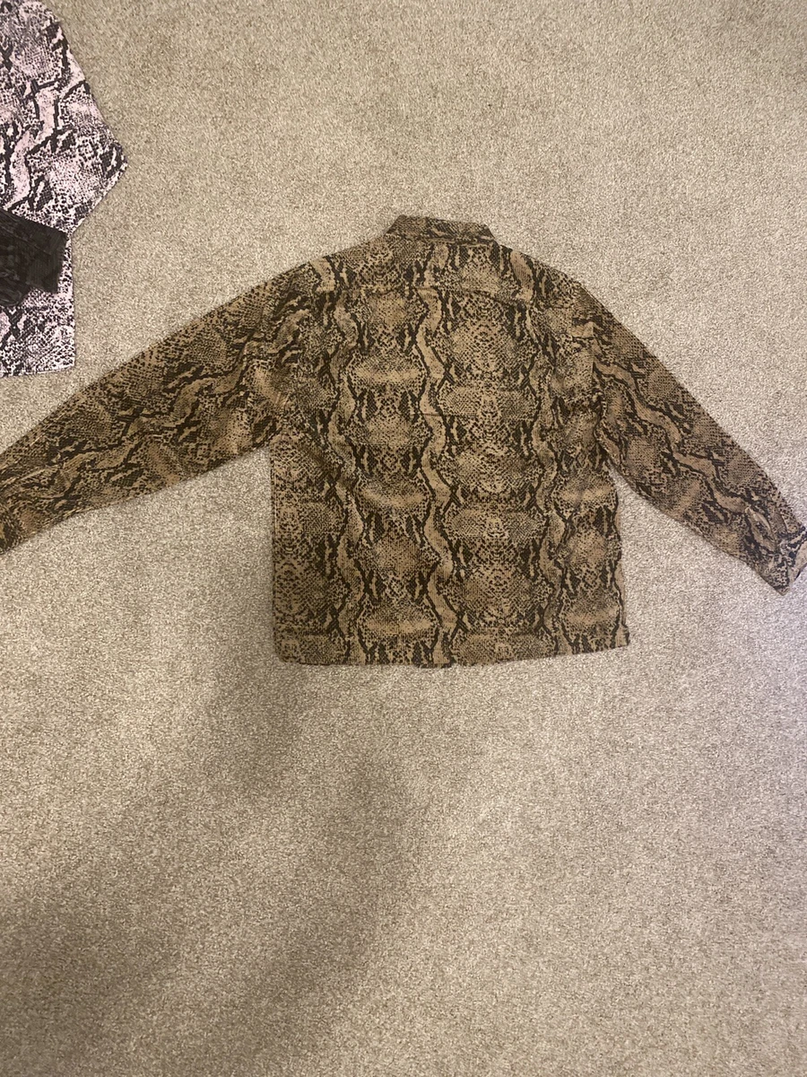 Supreme Snakeskin Corduroy Zip Up Shirt BROWN LARGE | eBay