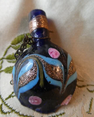 ancienne MINIATURE  FLACON A SEL OU A PARFUM ? VERRE A INCLUSIONS  MURANO - Photo 1/4