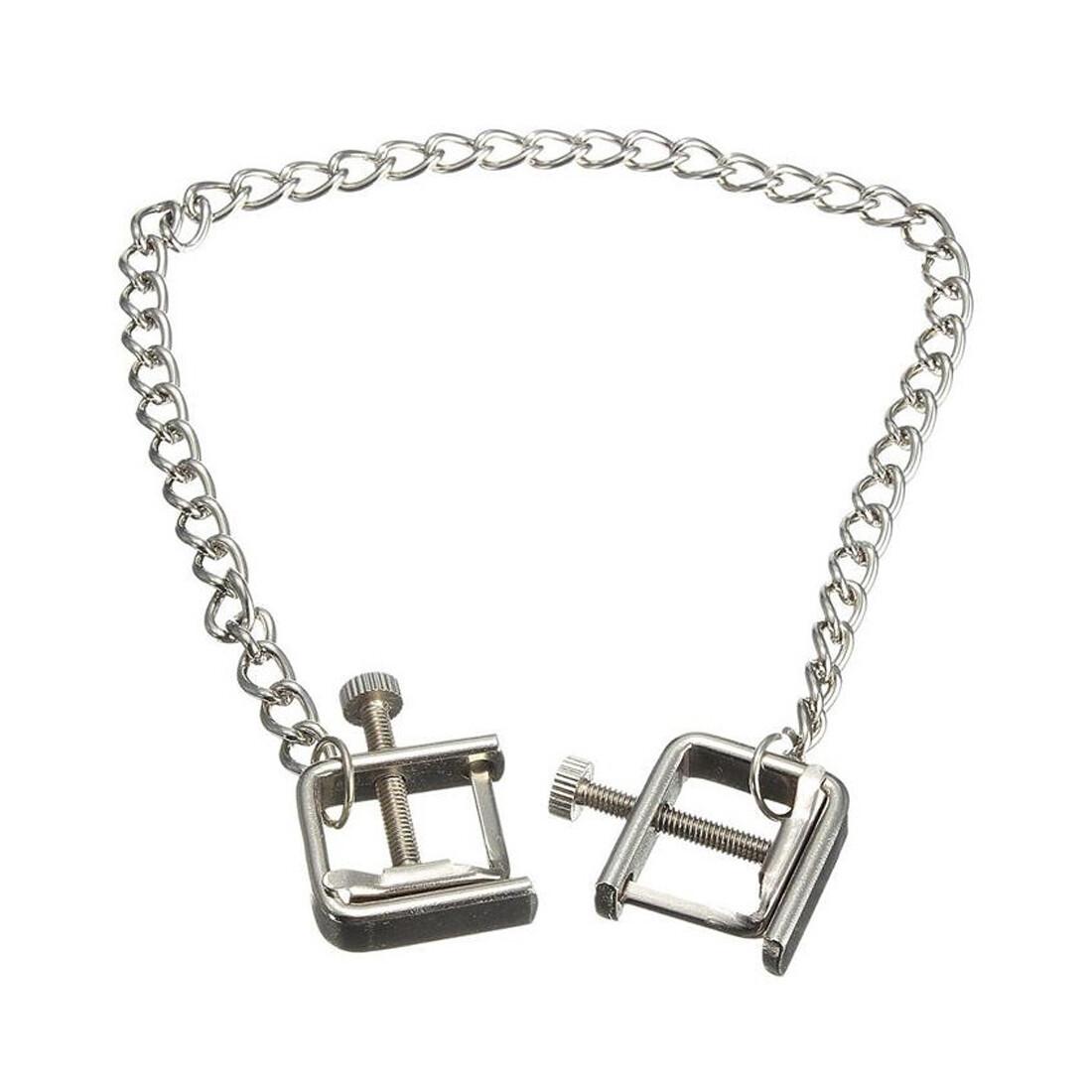 Bad Kitty Metal Nipple Clamps Screws with Long Chain BDSM Breasts Accessories