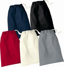 Cotton stuff/gift/party/laundry bags with draw string x small- x large 5 colours