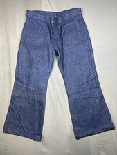 Vintage Seafarer Jeans Mens 36x27 Blue Bell Bottom Flare Navy Dungaree Talon Zip