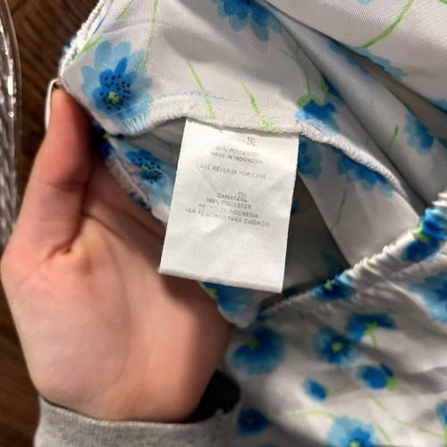 Juego de pijamas florales Secret Treasures vintage 2XL azul satinado de moda - Imagen 8 de 9