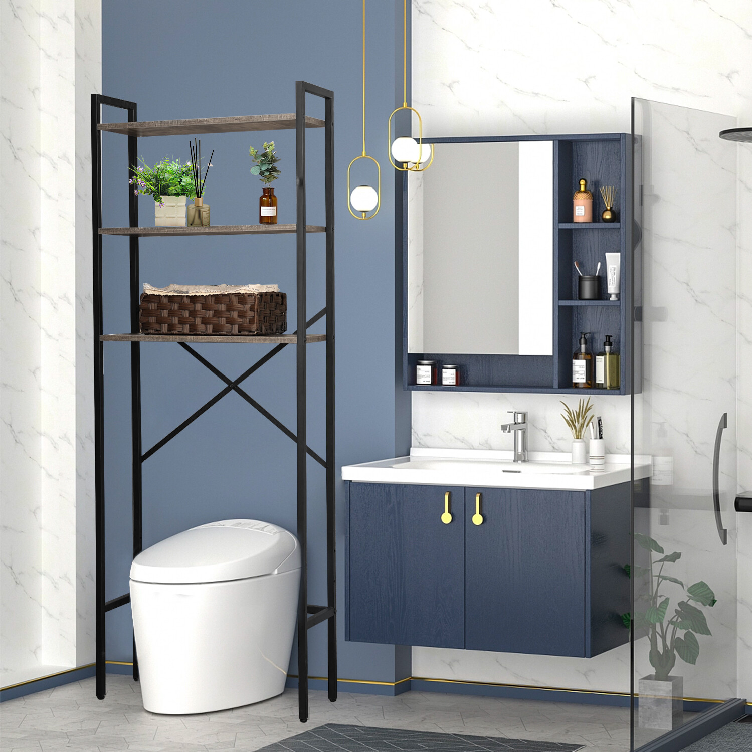 Over Toilet Storage Unit 3Tier Bathroom Shelves Toilet Storage Rack eBay