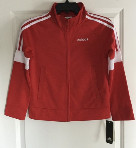 NWT ADIDAS BOYS SIZE SMALL (8) ~ RED & WHITE FULL ZIP EVENT JACKET MSRP $45.00 - Picture 6 of 12