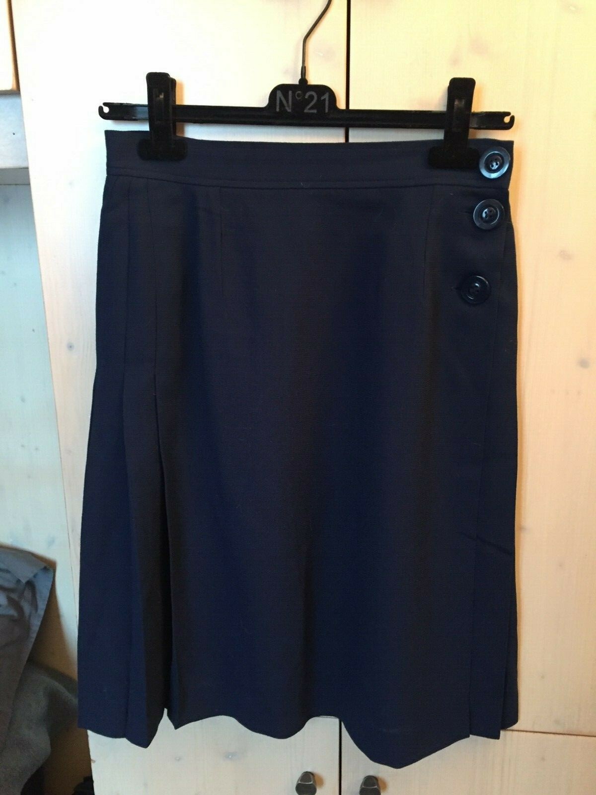 YVES SAINT LAURENT YSL LUSSO GONNA MIDI LANA BLU MARINE PLISSEE ORIGINALE 42 FR