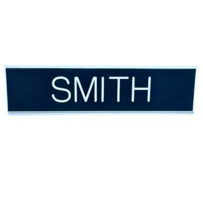 Custom Navy Black Name Tag, Regular Post