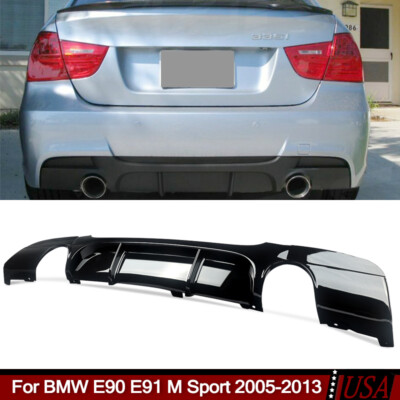 For BMW E90 325i 328i M Sport 2005-2013 Gloss Black M Performance Rear Diffuser