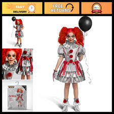Evil Clown Dress for Girls - Scary Jester Costume, Halloween Party Outfit