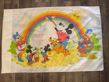 Vintage Disney Pacific Made in USA Mickey Donald Pluto Rainbow Pillow Case