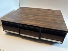 Vintage Faux Wood Cassette Tape 3-Drawer Storage Case Holds 42 