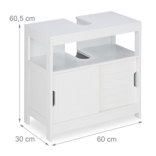 Mueble de baño armario auxiliar 2 puertas 10 kg mueble bajo lavabo MDF - Imagen 4 de 9