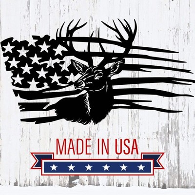 Buck Flag Wall Art   Deer & American Flag Design  - Made in USA